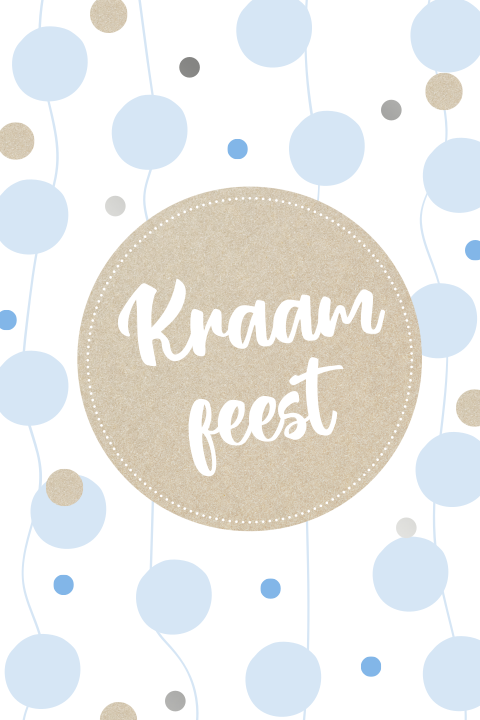 Uitnodiging kraamfeest blauwe stippen en kraft look voor een jongen