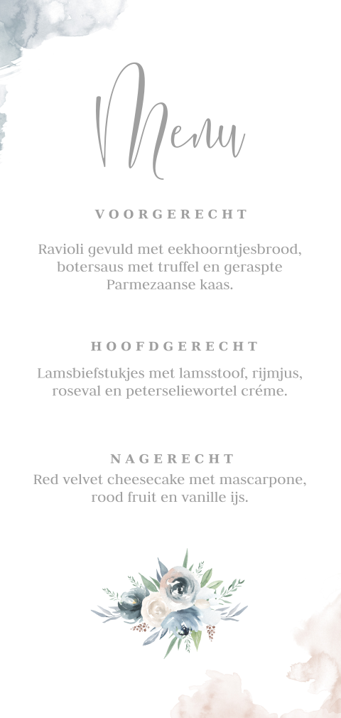 Stijlvolle menukaart met watercolor