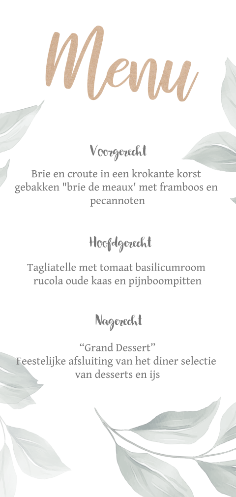 Trendy menukaart met watercolor