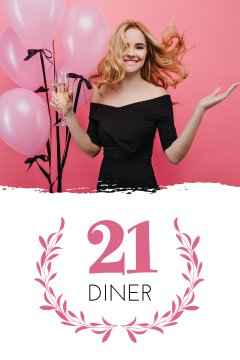 Enkele uitnodiging voor twenty one dinner met eigen foto