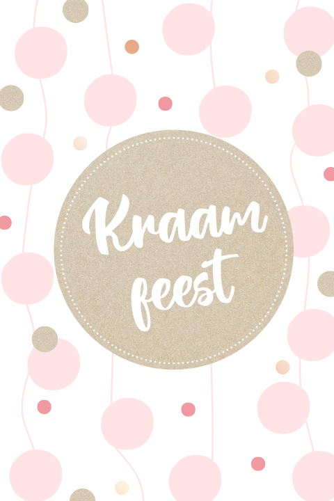 Uitnodiging kraamfeest met roze stippen en kraft look voor een meisje