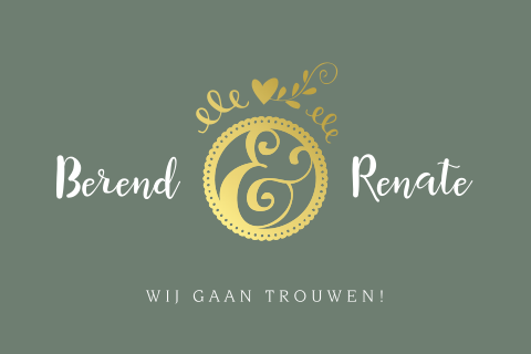 Mooie groene trouwkaart met goudfolie