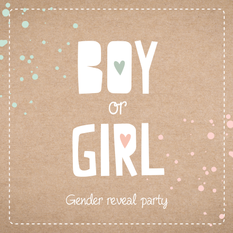 Uitnodiging genderreveal met kraftlook