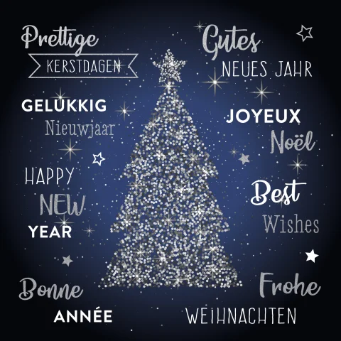 Kerstkaart met envelop | Percey bij de boom