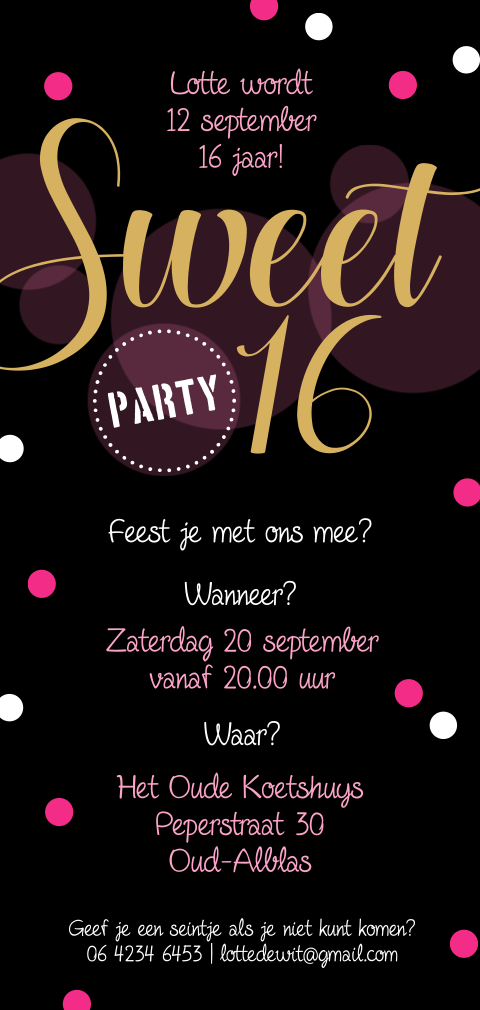 Sweet sixteen uitnodiging