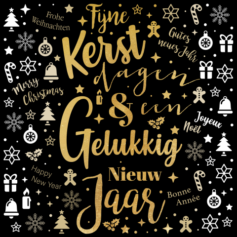 Dubbelzijdige kerstkaart met kerstelementen