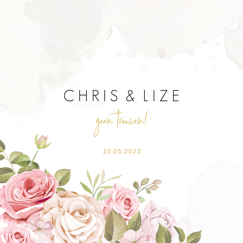 Klassieke trouwkaart met watercolor bloemen