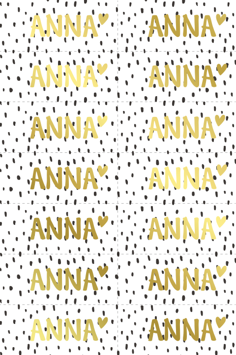 DIY label met goudfolie en stipjes 7x3cm