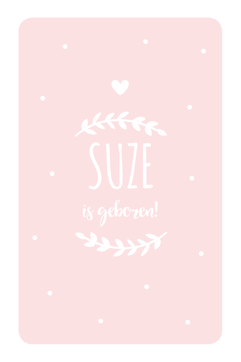 Hip roze geboortekaartje voor een meisje met stipjes