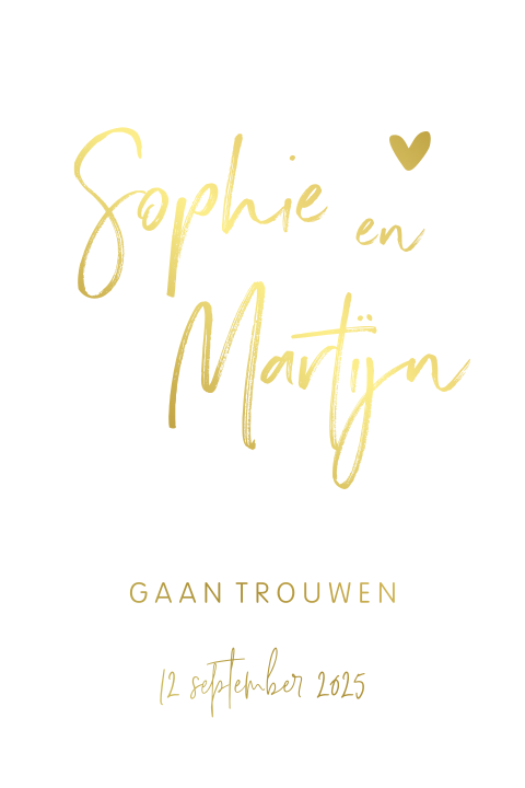 Trendy trouwkaart met goudfolie namen
