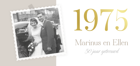 Jubileumkaart 50 jaar met eigen foto en goudfolie