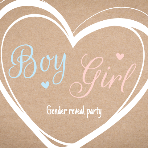 Uitnodiging voor genderreveal party met kraftlook
