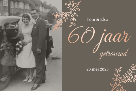 Jubileumkaart voor 60 jaar getrouwd met folie