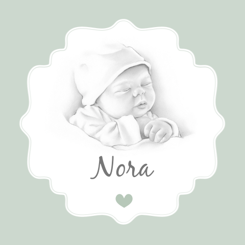 Lief geboortekaartje met tekening