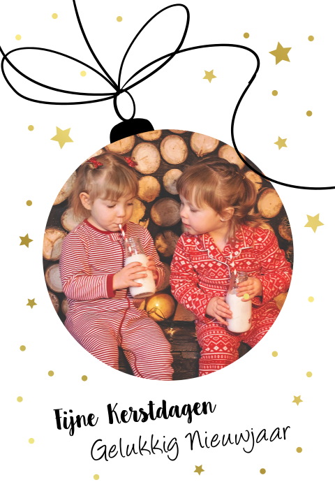 Kerstkaart voor eigen foto met goudfolie