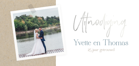 Jubileumkaart 25 jaar met eigen foto en zilverfolie