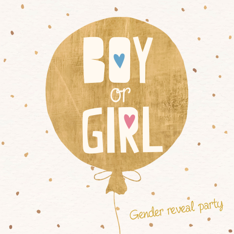 Uitnodiging voor genderreveal party met ballon