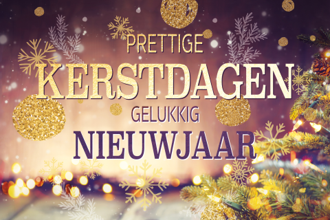 Kerstkaart met paarse sfeer