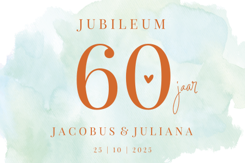 Jubileumkaart mint watercolor 60 jaar getrouwd