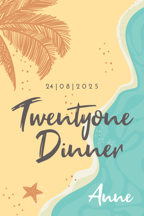 21 diner uitnodiging met beach thema