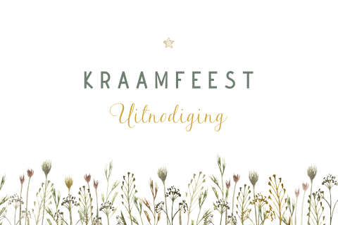 Lieve uitnodiging voor een kraamfeest met droogbloemetjes