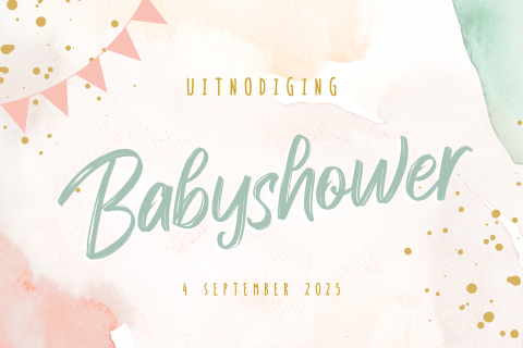 Uitnodiging babyshower met kleurrijke watercolor