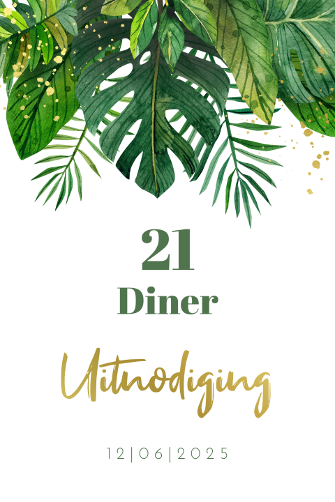 21 diner uitnodiging met botanisch thema en folie