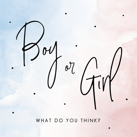 Uitnodiging voor gender reveal met watercolor en stipjes