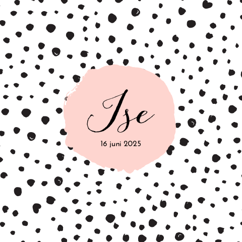 Hip geboortekaartje meisje met stippen roze