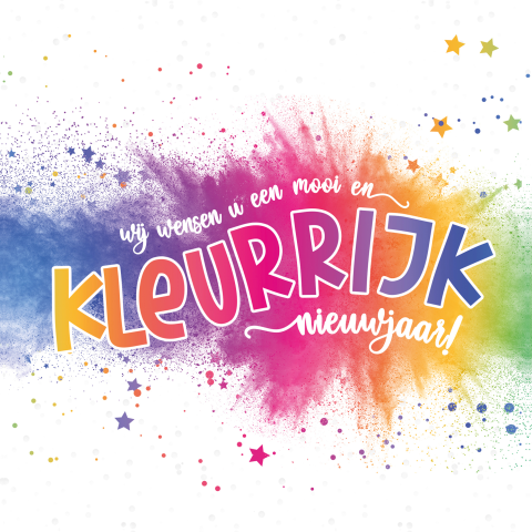 Kleurrijke nieuwjaarskaart met spetters