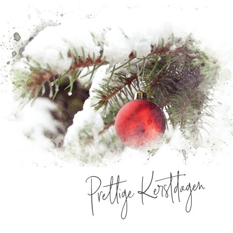 Kerstkaart met watercolor kerstsfeer
