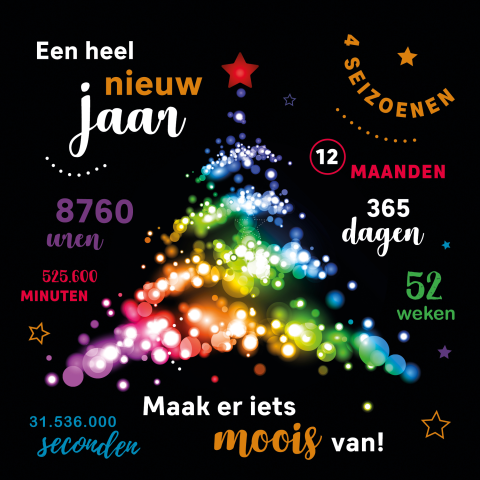 Kleurrijke kerstkaart met kerstboom en teksten