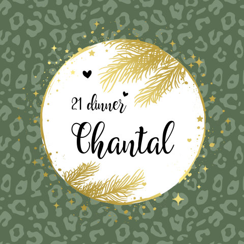 Uitnodiging 21 diner met wild christmas thema en goudfolie