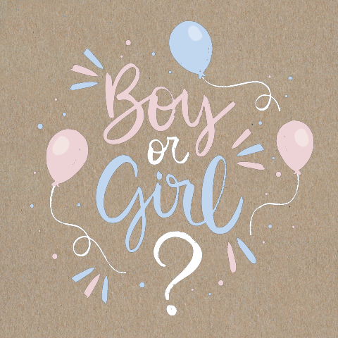 Uitnodiging voor gender reveal kraft look - Boy or Girl?