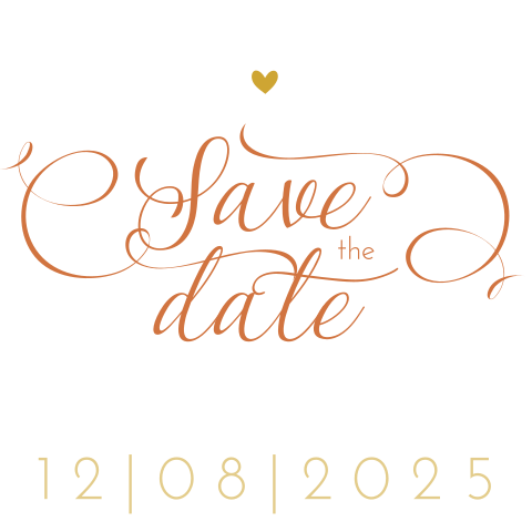 Chique save the date kaart met koper- en goudkleur