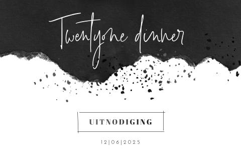 Uitnodiging 21 diner met black and white thema