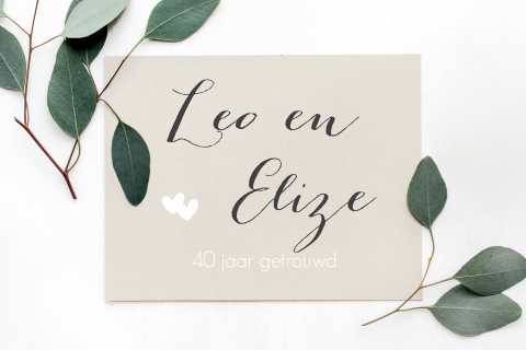 Jubileumkaart met eucalyptus blaadjes voor 40 jaar