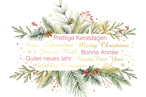 Kerstkaart met watercolor afbeelding en goudfolie