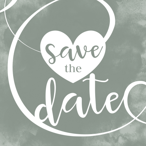 Save the date kaart met hart in wit met watercolor