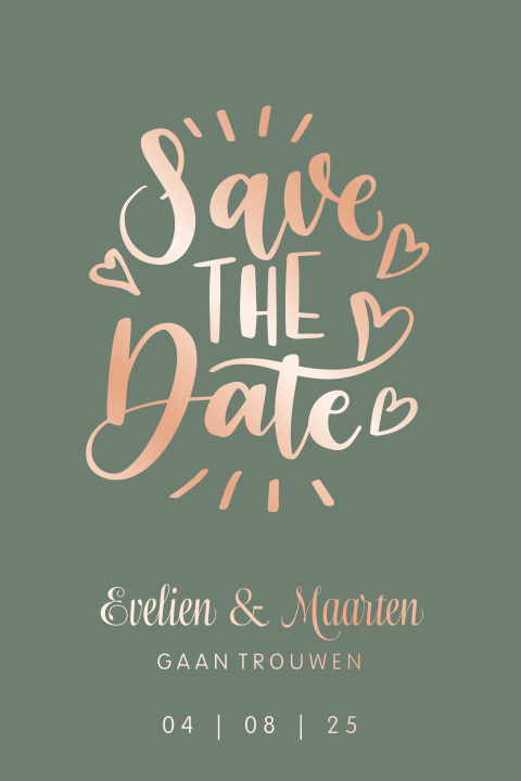 Groene save the date kaart met folie