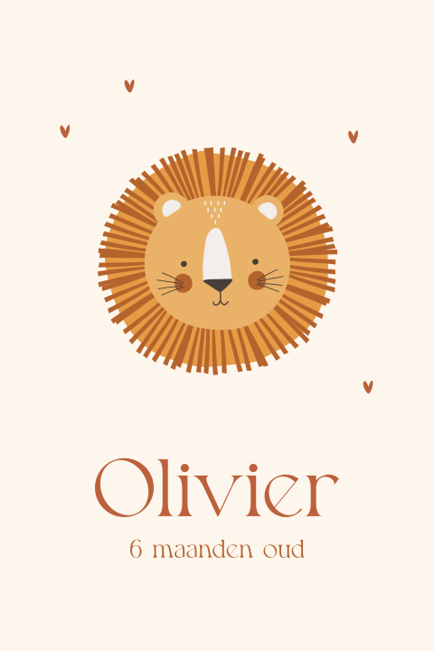 Mijlpaalkaart baby eerste jaar leeuwtje