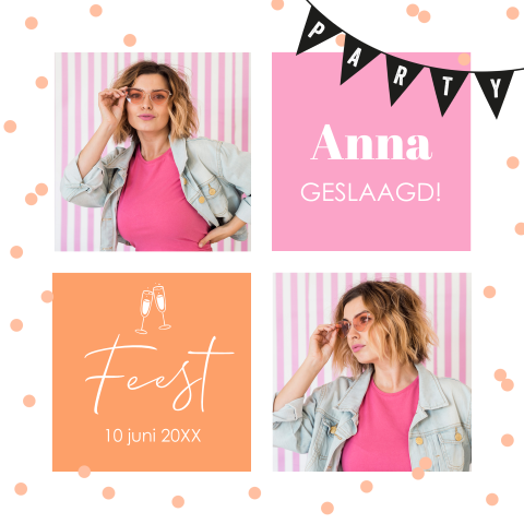 Uitnodiging geslaagd examenfeest foto vierkant