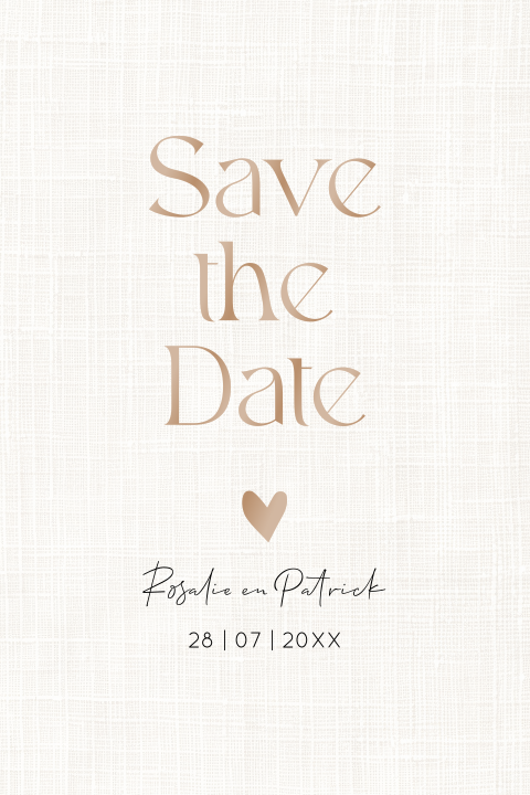 Save the Date kaart wit linnenlook hoogglans