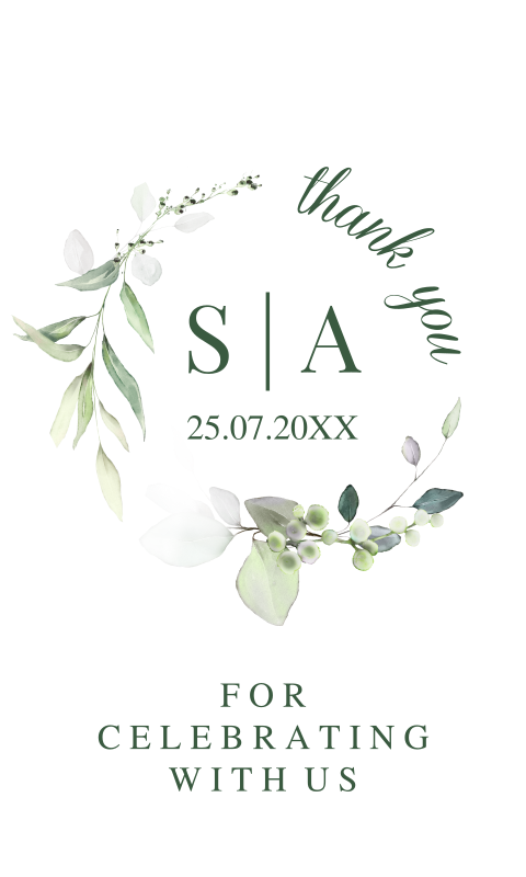 Labeltjes huwelijk botanisch groen bladeren 3 x 5 cm | 18 stuks