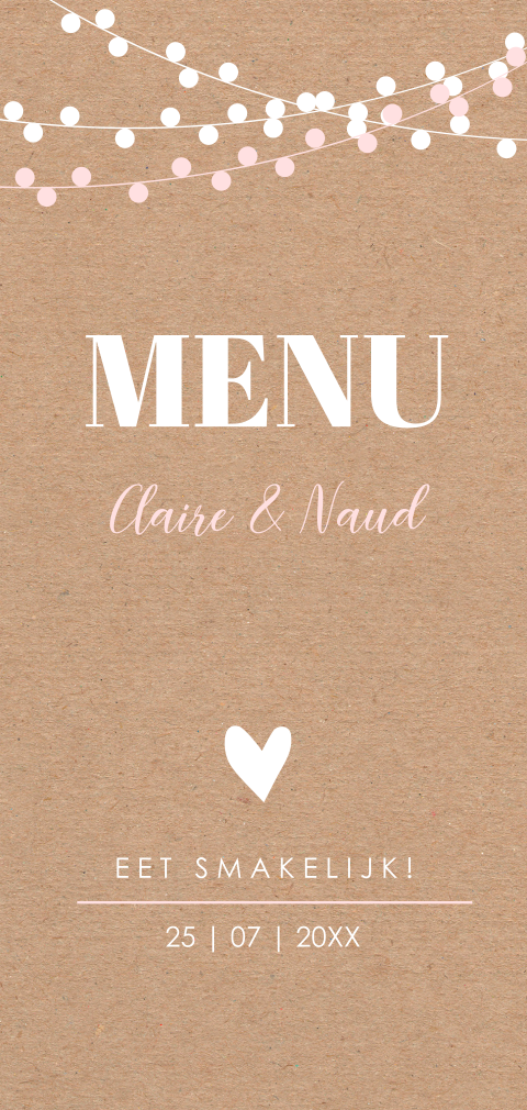 Stijlvolle menukaart kraftlook slingers