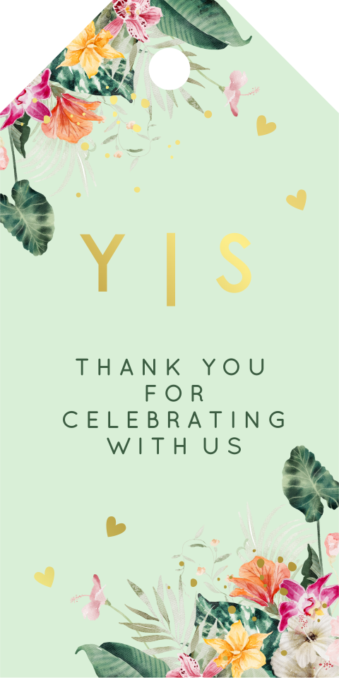 Label tropische bloemen lichtgroen | 16 stuks