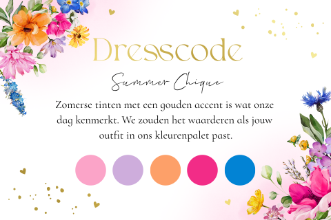 Dresscode kaartje summer chique huwelijk Bright Flowers
