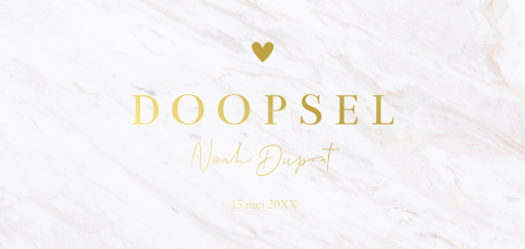 Doopkaart wit marmerlook goudfolie