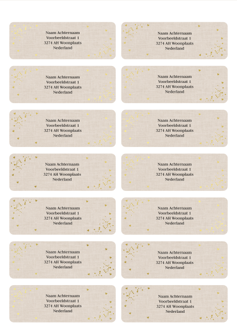 Adressticker beige goudfolie | 14 stuks 97X34 mm