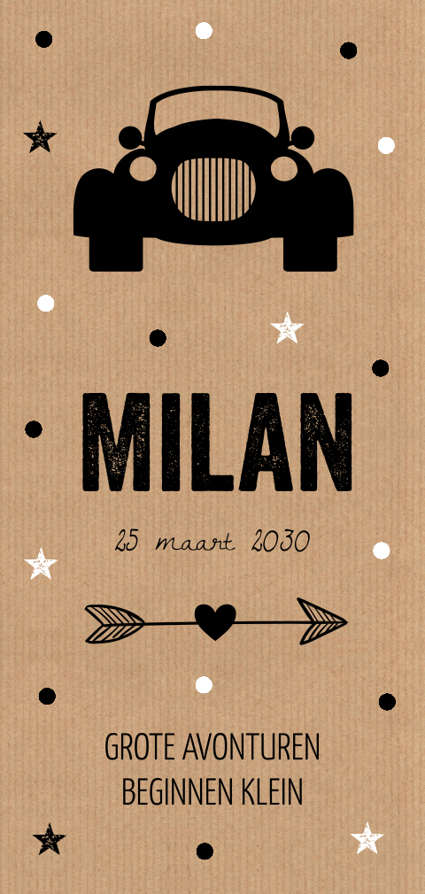 Geboortekaartje auto kraft